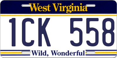 WV license plate 1CK558