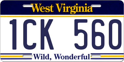 WV license plate 1CK560