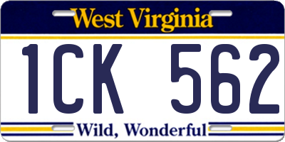 WV license plate 1CK562