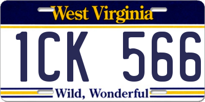 WV license plate 1CK566