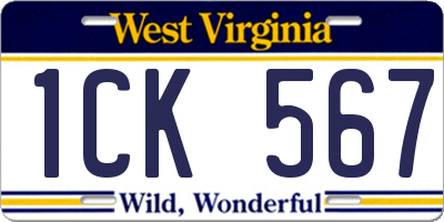 WV license plate 1CK567