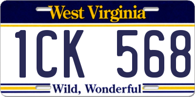 WV license plate 1CK568