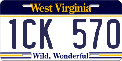WV license plate 1CK570