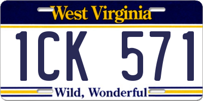 WV license plate 1CK571