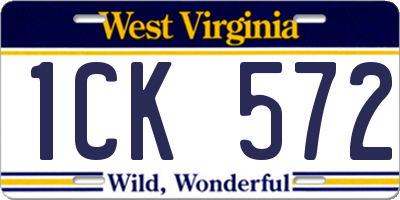 WV license plate 1CK572