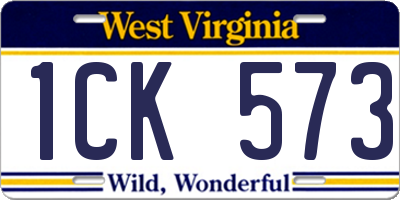 WV license plate 1CK573