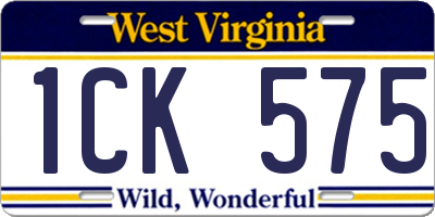 WV license plate 1CK575