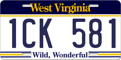 WV license plate 1CK581