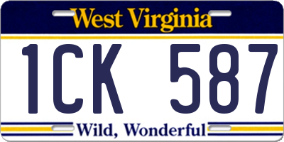 WV license plate 1CK587