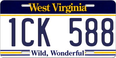 WV license plate 1CK588