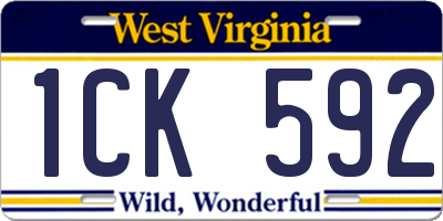 WV license plate 1CK592