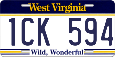 WV license plate 1CK594