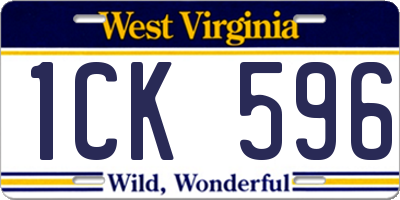 WV license plate 1CK596