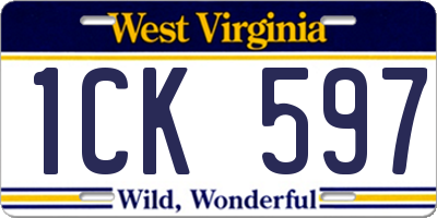 WV license plate 1CK597