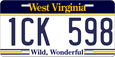 WV license plate 1CK598