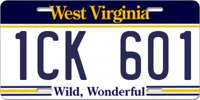 WV license plate 1CK601