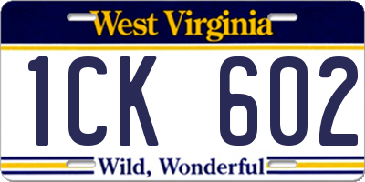WV license plate 1CK602