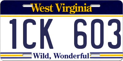 WV license plate 1CK603