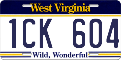 WV license plate 1CK604