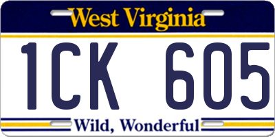 WV license plate 1CK605