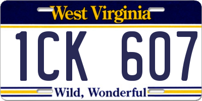 WV license plate 1CK607