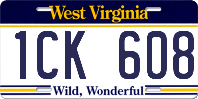 WV license plate 1CK608