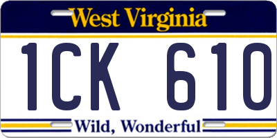 WV license plate 1CK610