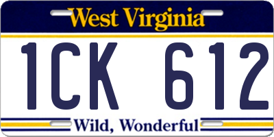 WV license plate 1CK612