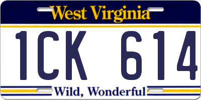 WV license plate 1CK614