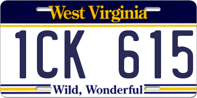 WV license plate 1CK615