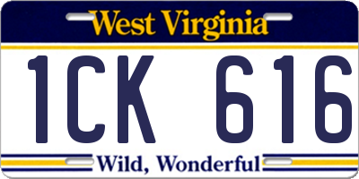 WV license plate 1CK616