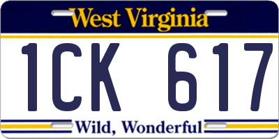 WV license plate 1CK617