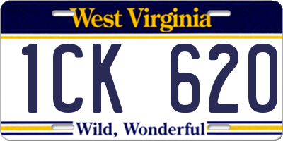 WV license plate 1CK620