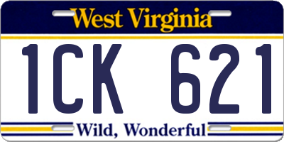 WV license plate 1CK621