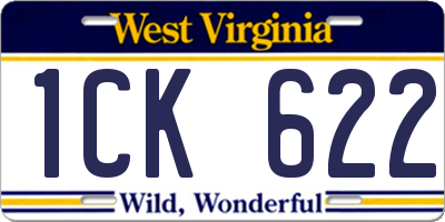 WV license plate 1CK622