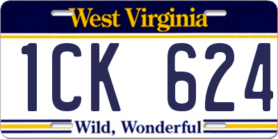 WV license plate 1CK624