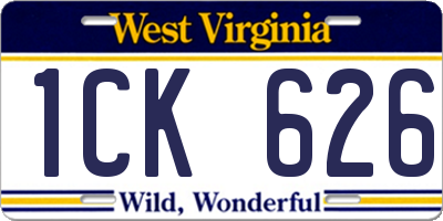 WV license plate 1CK626