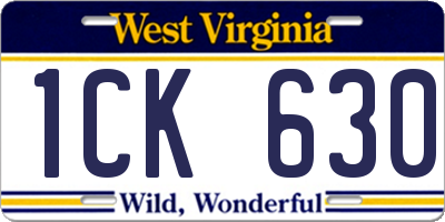 WV license plate 1CK630