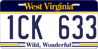 WV license plate 1CK633