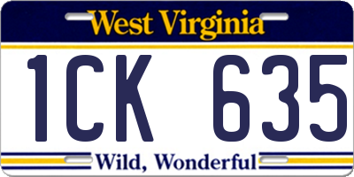 WV license plate 1CK635