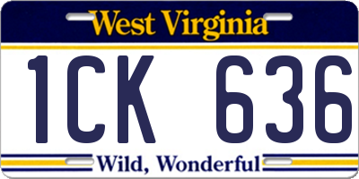 WV license plate 1CK636
