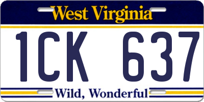WV license plate 1CK637