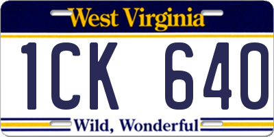 WV license plate 1CK640