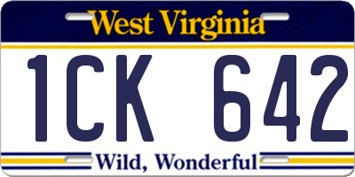 WV license plate 1CK642