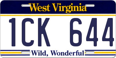 WV license plate 1CK644