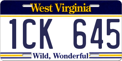 WV license plate 1CK645