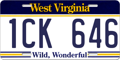 WV license plate 1CK646