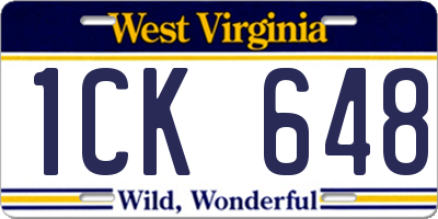 WV license plate 1CK648
