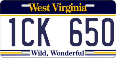 WV license plate 1CK650