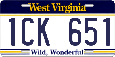 WV license plate 1CK651
